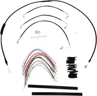 Harley Davidson Flhx [BURLY BRAND] - Complete Black Vinyl Handlebar Cable/Line Set for Ape Hanger