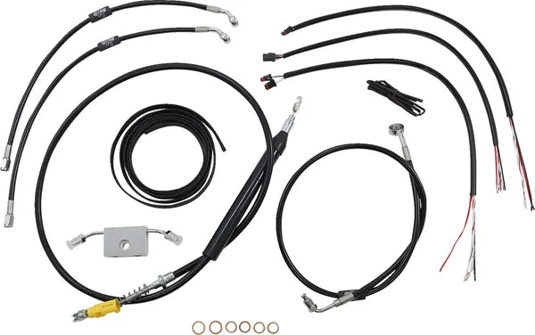 Harley Davidson Fxdrs 114 [LA CHOPPERS] - Complete Black Vinyl Braided Handlebar Cable/Brake Line Kit