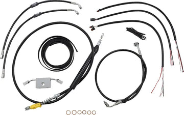 Harley Davidson Fxdrs 114 [LA CHOPPERS] - Complete Black Vinyl Braided Handlebar Cable/Brake Line Kit
