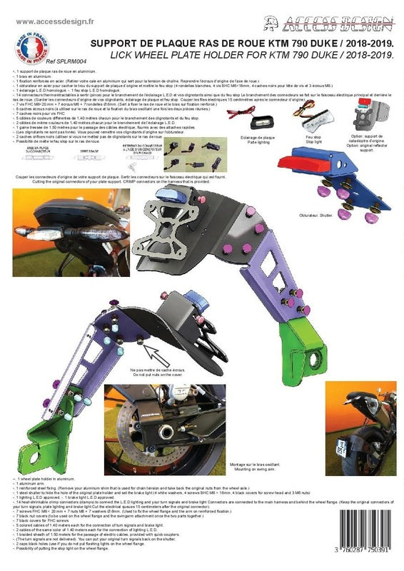 Ktm Duke 790 [ACCESS DESIGN] - License plate holder at wheel height black KTM Duke 790/890