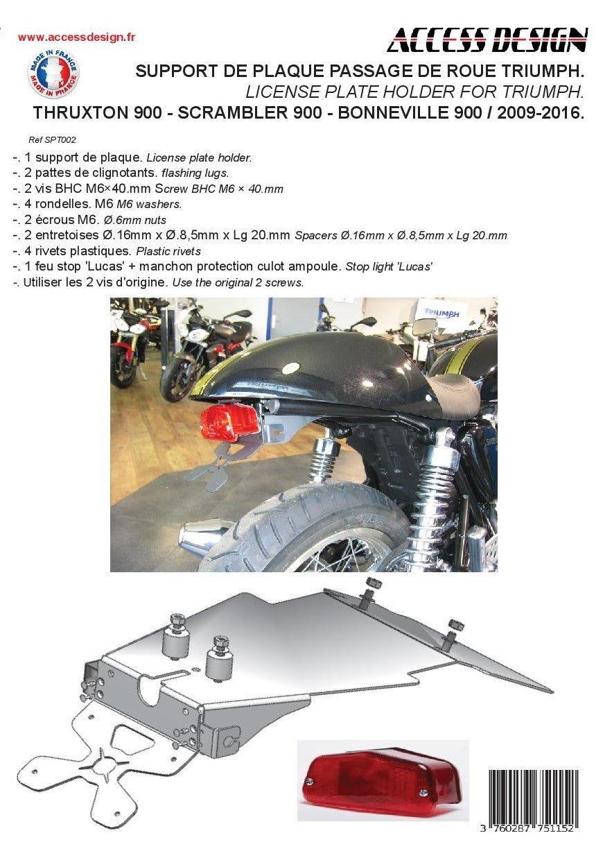 Triumph Scrambler 865 EFI [2008-2018] - Kennzeichenhalter Radlauf schwarz Triumph Bonneville 900