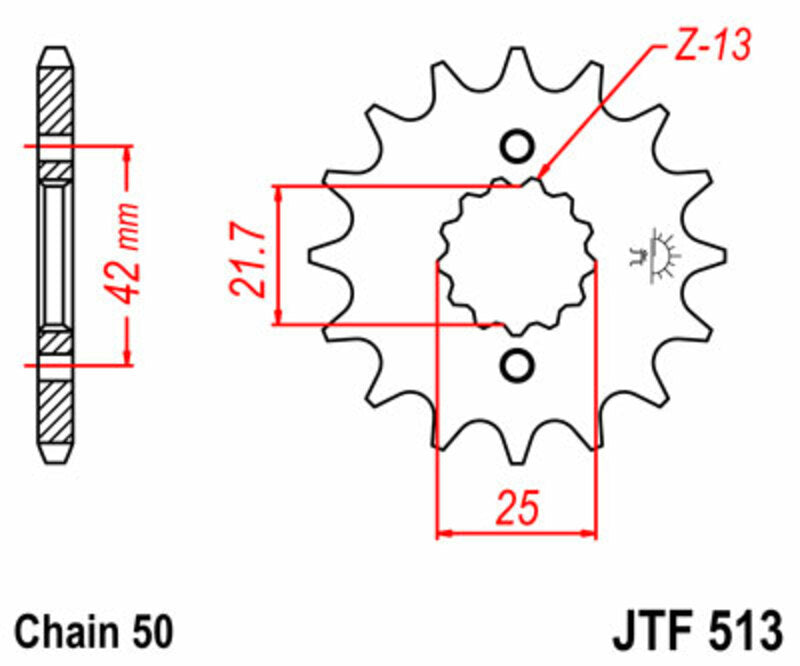 Yamaha SR 500 [Jt Sprockets] - Standard steel pinion at the front