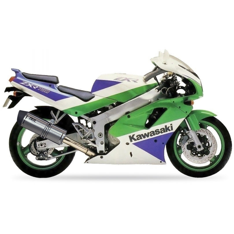 Kawasaki ZXR 750 R (ZX 750 M) [1993-1994] - Hexoval Endtopf Edelstahl / Endkappe Edelstahl schwarz - OK7063VSE