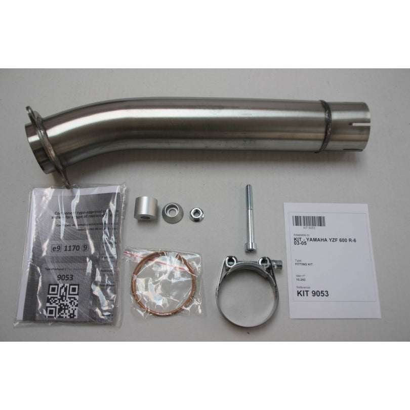 Yamaha YZF-R6 (RJ09) [2004-2005] - Hexoval muffler stainless steel / end cap stainless steel black - OY9053VSE