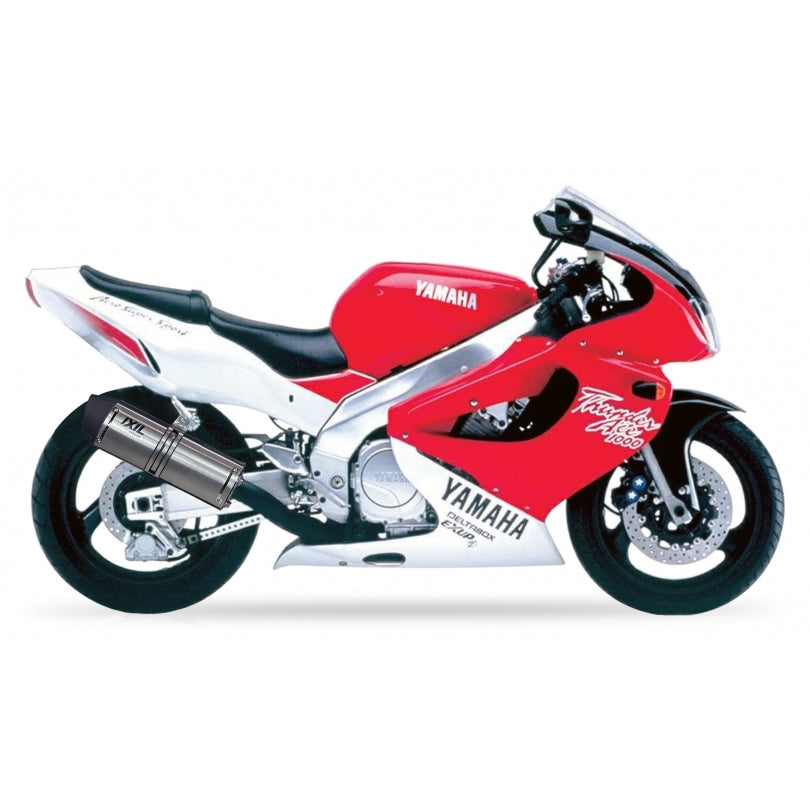 YAMAHA YZF 1000 R THUNDERACE [1996-2001] - Hexoval Endtopf Edelstahl / Endkappe Edelstahl schwarz - OY9085VSE
