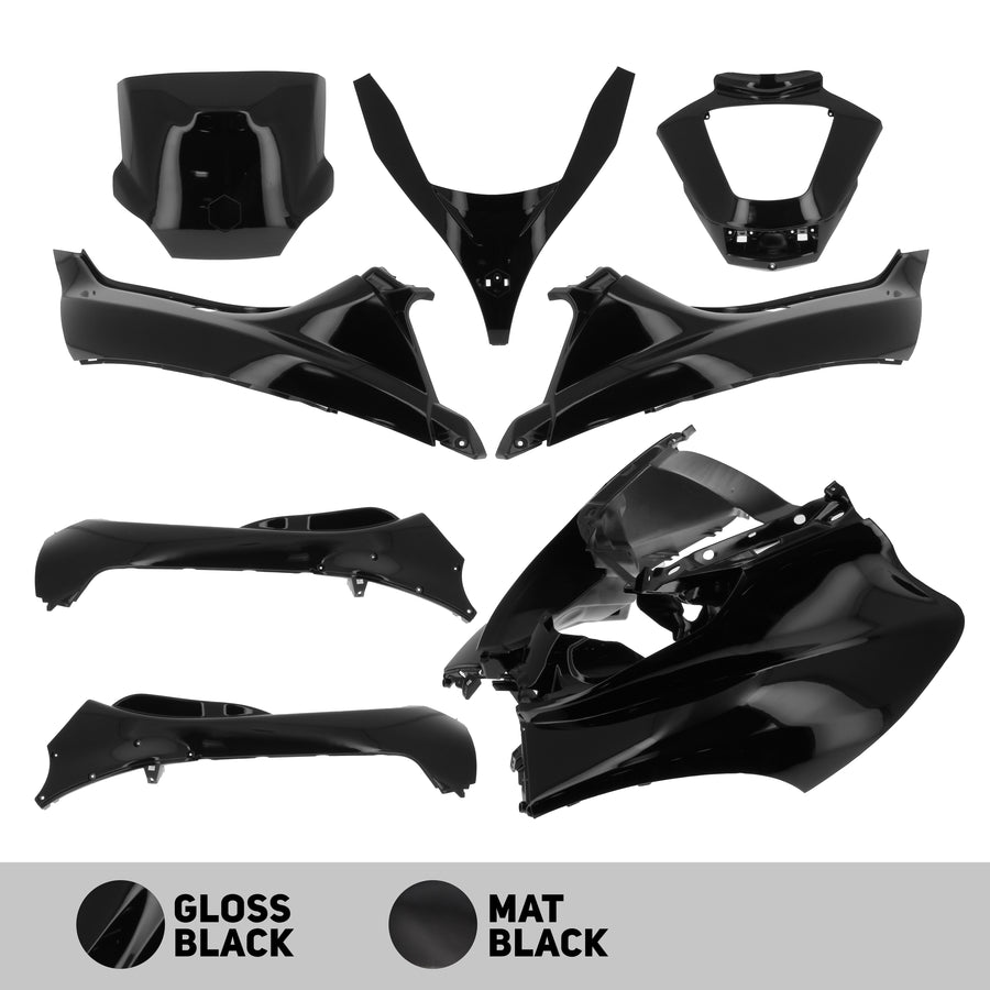 Piaggio MP 3 125 IE Touring (M 631) [2011-2012] - Verkleidungskit Glänzend Schwarz - Piaggio MP3 125/250/300 (11–14) 400 (08–11) 500 (11–13)