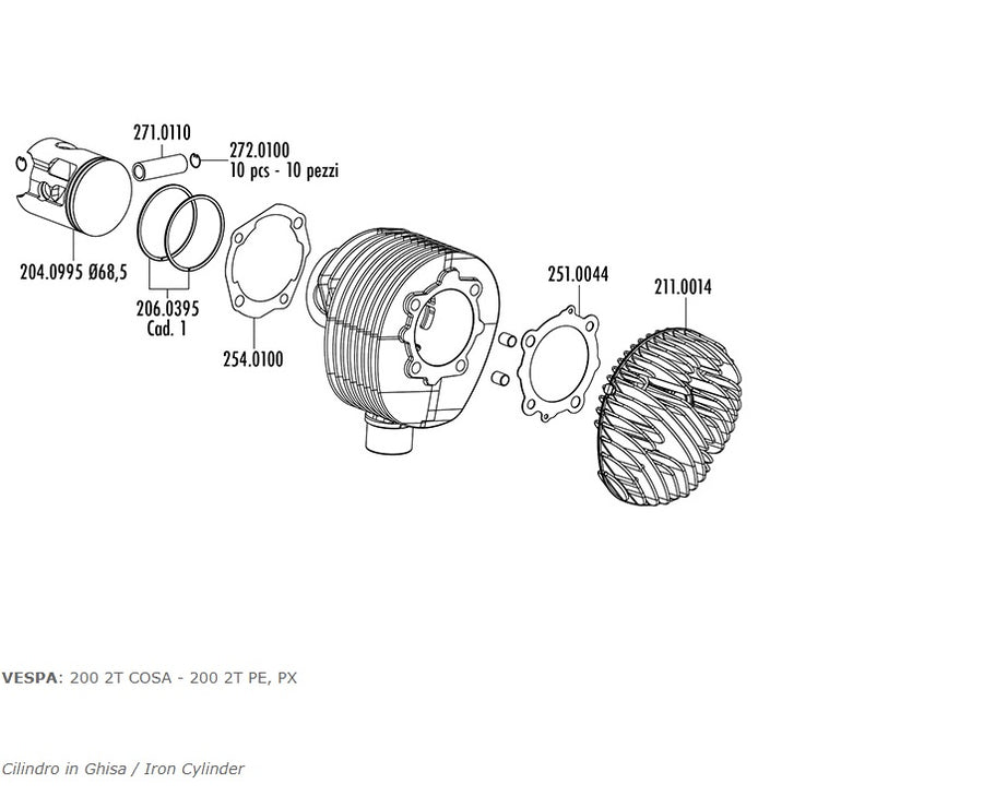 Vespa PX E GS 200 [1987-1998] - Zylinder Kit - Ø68,5mm