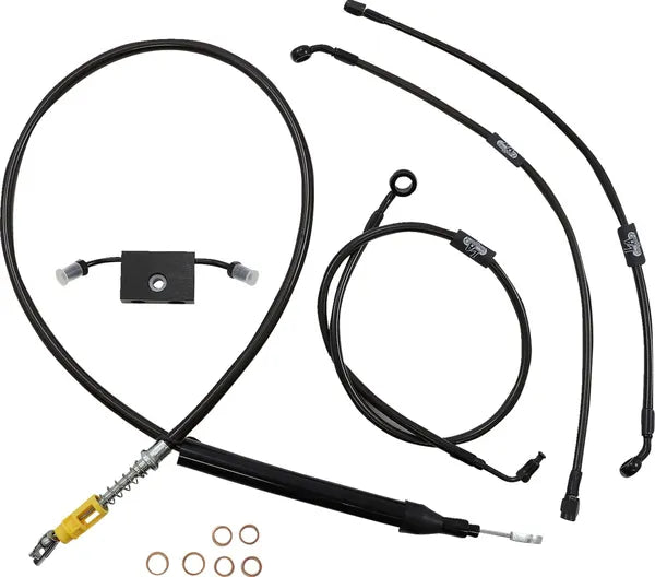 Harley Davidson Fxdrs 114 [LA CHOPPERS] - Standard Midnight Braided Handlebar/Brake Line Kit
