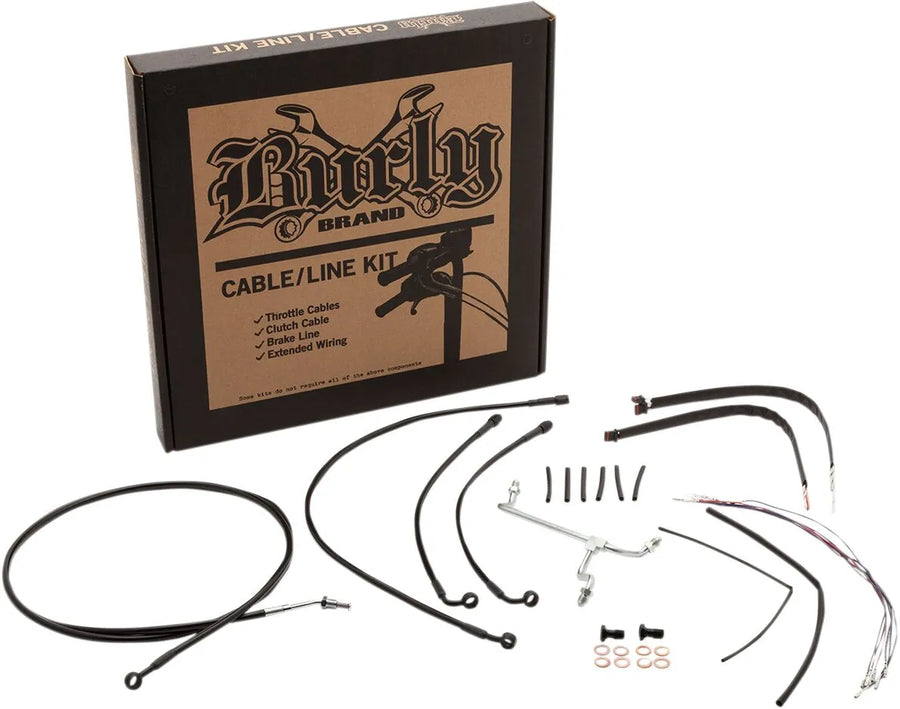 harley davidson flhrxs [BURLY BRAND] - Complete Black Vinyl Handlebar Cable/Line Kit for Ape Hanger