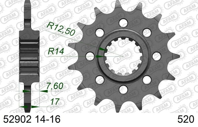 Ducati Panigale V4 SP2 [2022-2023] - Kettenkit 520 XHR4 - 16/41-114 - Standard Kettenrad Alu - AFAM-Kettenradträger erforderlich