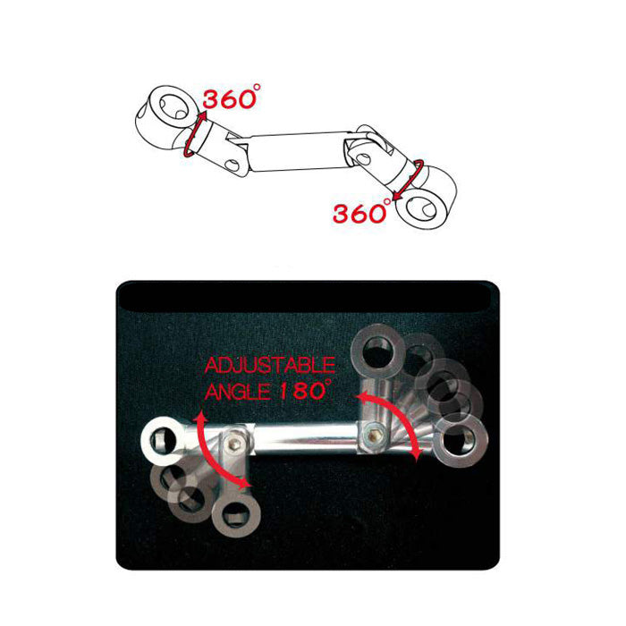 Adapter Bremsbehälter – 2-Fach 180° und Verschraubung 360° verstellbar, Aluminium, silber eloxiert