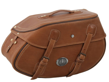 Motorcycle bag [Hepco & Becker] - Leather Buffalo sand brown left - tube pannier holder