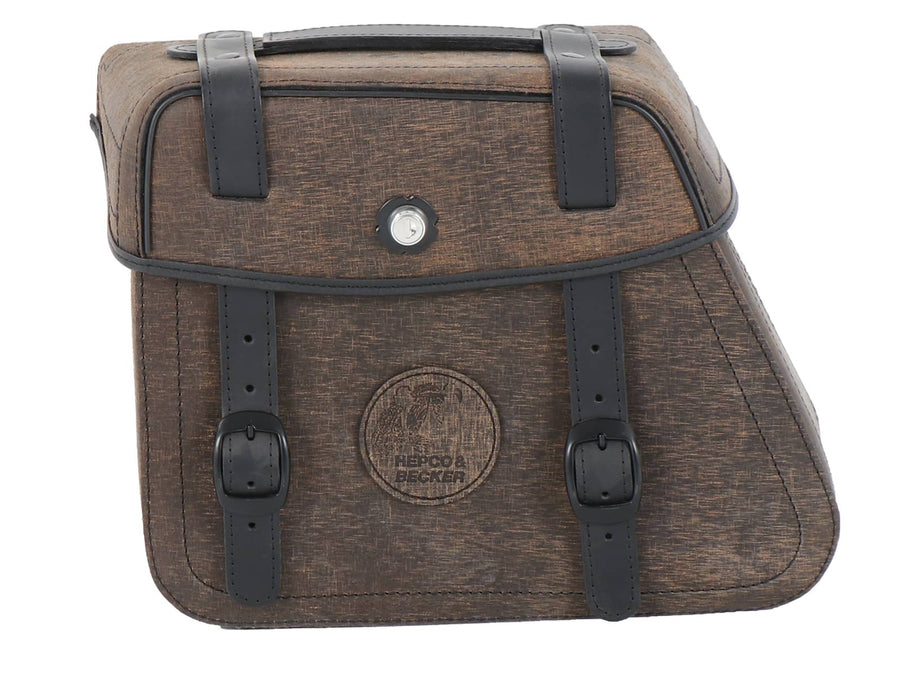 Motorcycle bag [Hepco & Becker] - Rugged leather brown left – cutout