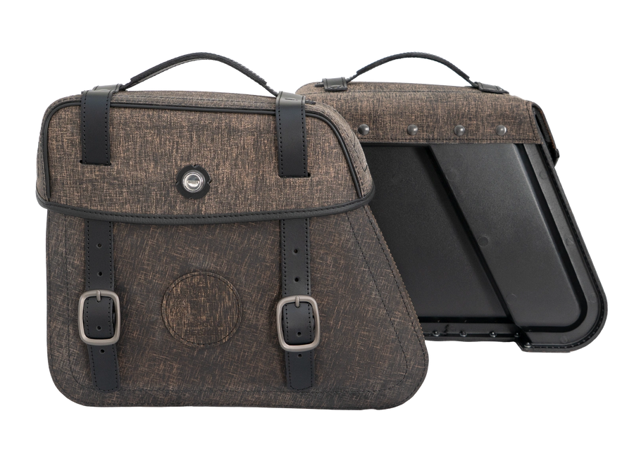 Motorcycle bag [Hepco & Becker] - leather bag set Rugged Cutout 19 L incl. quick release - cutout