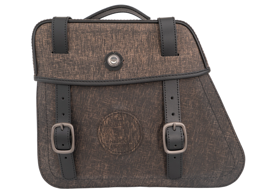 Motorcycle bag [Hepco & Becker] - Rugged leather brown left – cutout