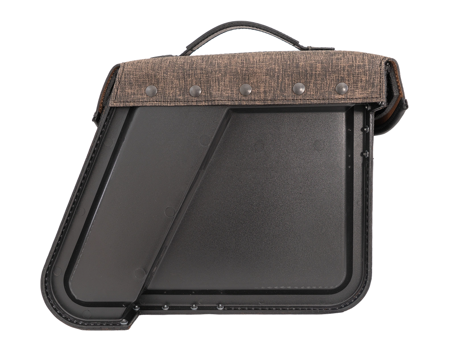 Motorcycle bag [Hepco & Becker] - Rugged leather brown left – cutout