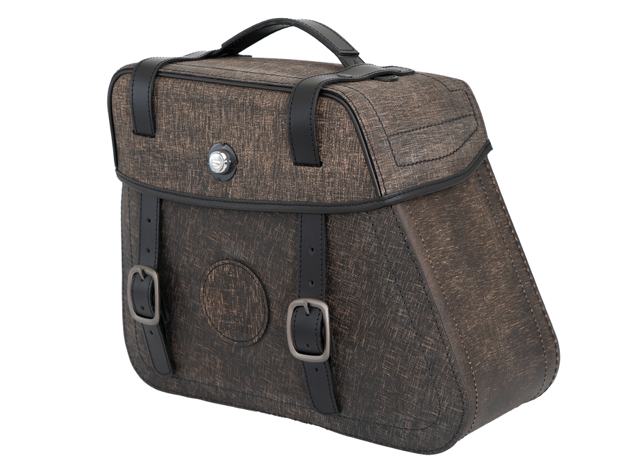 Motorcycle bag [Hepco & Becker] - Rugged leather brown left – cutout