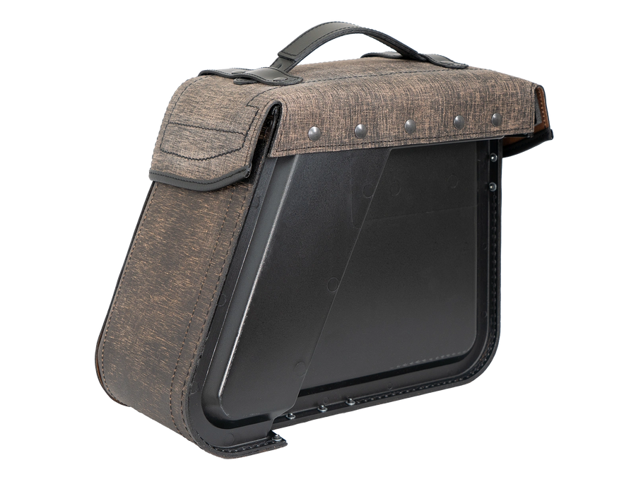 Motorcycle bag [Hepco & Becker] - Rugged leather brown left – cutout
