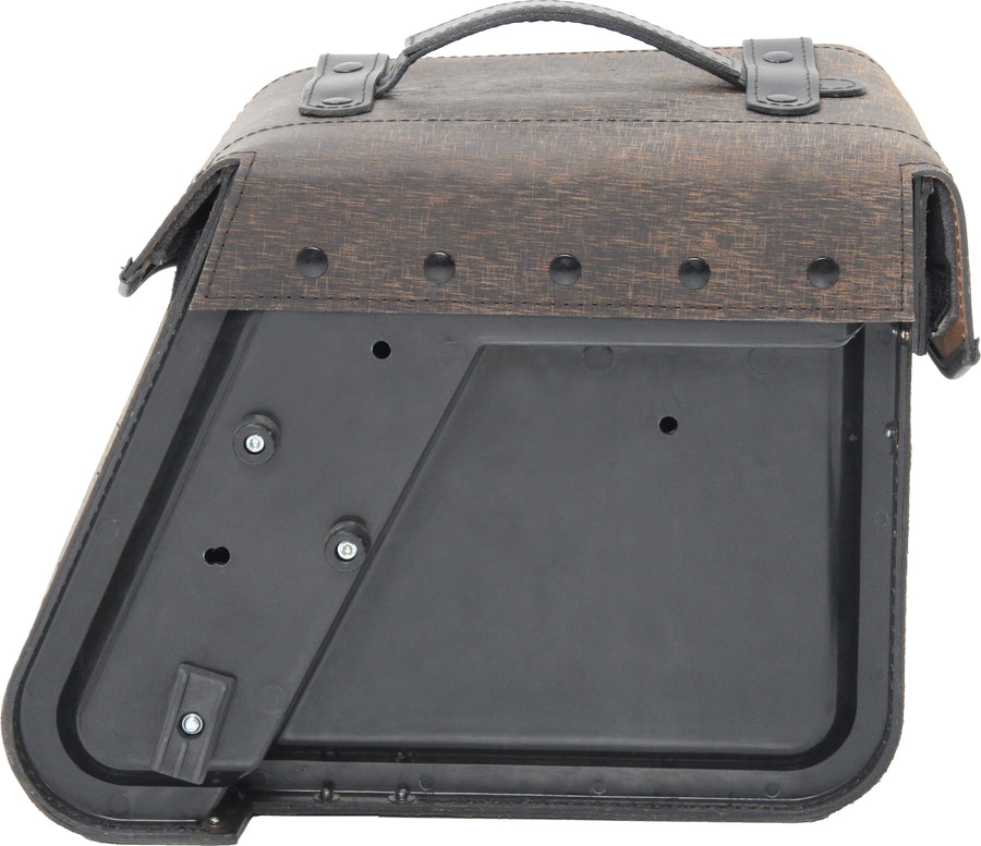 Motorcycle bag [Hepco & Becker] - leather bag set Rugged Cutout 19 L incl. quick release - brown - cutout