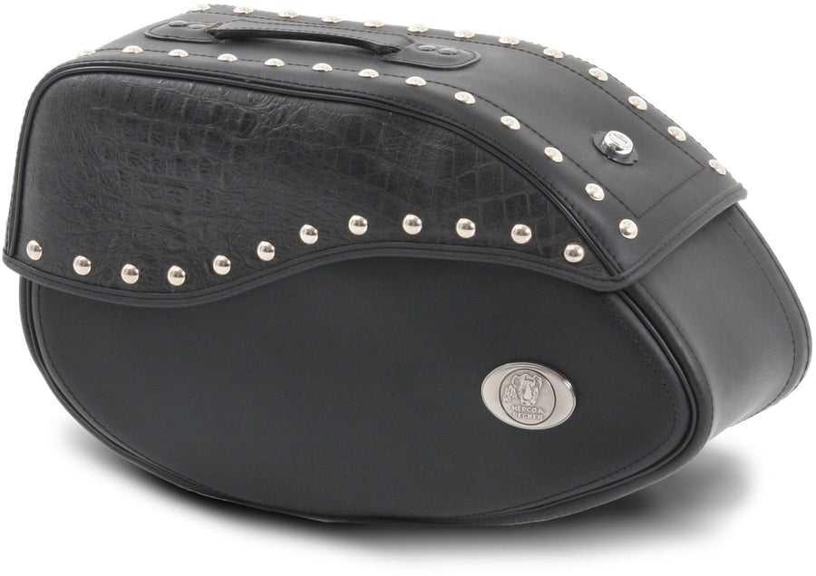 Motorcycle bag [Hepco & Becker] - leather Ivory black left - tube pannier holder