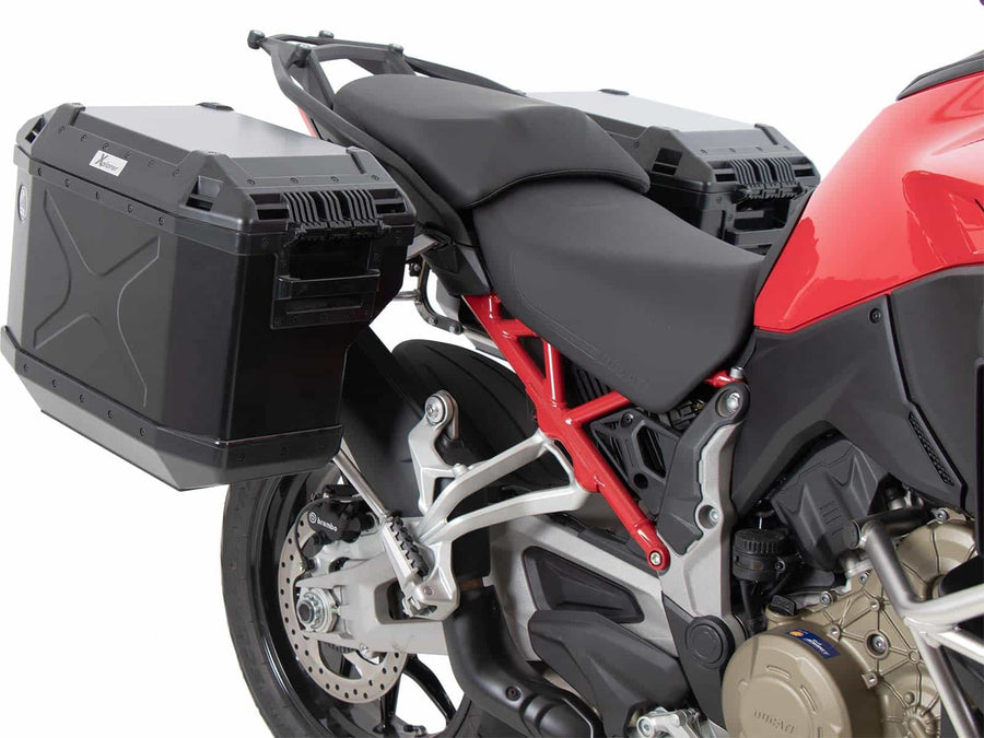 Ducati Multistrada V4 [2025-2026] - Kofferträgerset Cutout Edelstahl inkl. Xplorer Cutout schwarz Kofferset