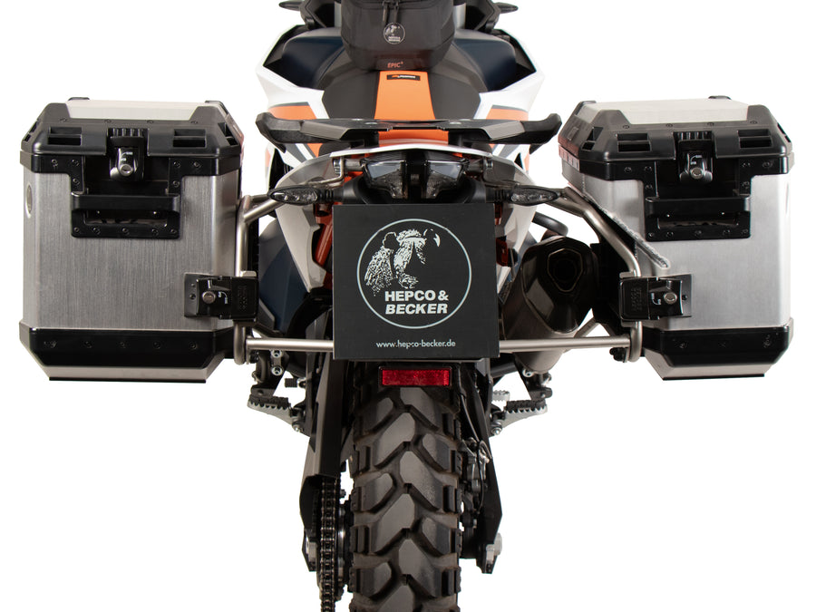 KTM 890 Adventure [2023-2026] - Kofferträgerset Cutout Edelstahl inkl. Xplorer Cutout silber Kofferset 40/37