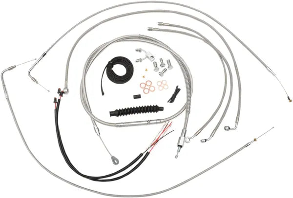 Harley Davidson Fxsb [LA CHOPPERS] - Complete Stainless Steel Braided Handlebar Cable/Brake Line Kit
