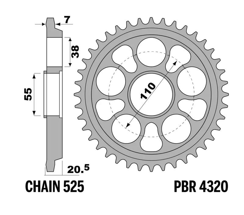 Hypermotard 796 [PBR] - Sprocket steel reinforced - 525