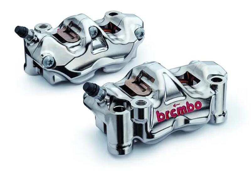 Bmw M 1000 [BREMBO RACING] - Pair of GP4RX - 1mm brake calipers (CNC machined - chrome plated) (with pads)