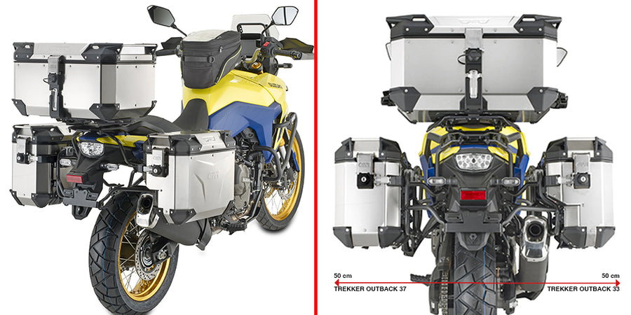 Suzuki V-Strom 800 DE [GIVI] - Stahlrohr-Seitenkofferträger PL ONE-FIT mit rechtem seitlichem Versatz für die Trekker