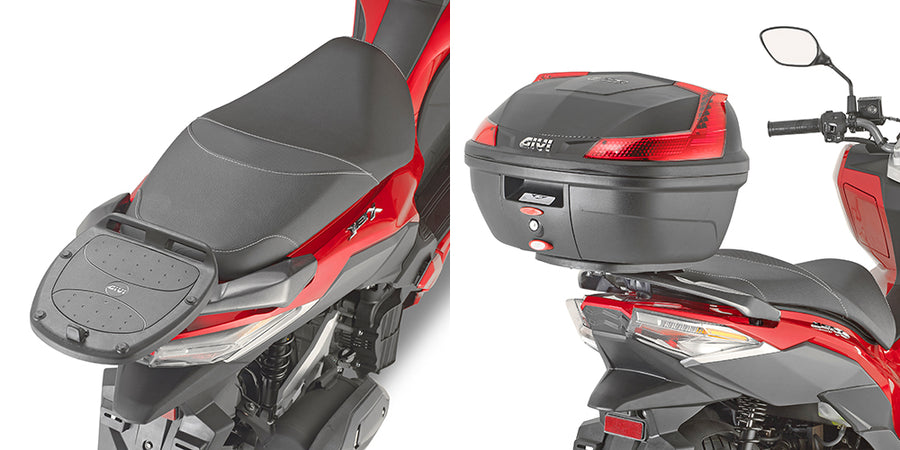SYM JET X 125 [GIVI] - Topcase Träger für MONOLOCK® Koffer benutzen Sie die im Koffer mitgelieferte MONOLOCK® Platte
