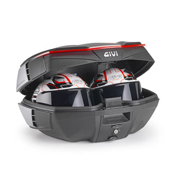 V49 AIR Monokey Topcase mit Wingflow System – schwarz, mit rotem Reflektor, 49 Liter