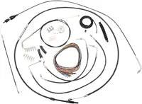 Harley Davidson Flhri [LA CHOPPERS] - Complete Black Vinyl Braided Handlebar Cable/Brake Line Kit