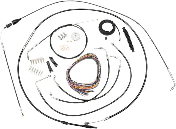 Harley Davidson Flhtcui [LA CHOPPERS] - Complete Black Vinyl Braided Handlebar Cable/Brake Line Kit
