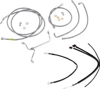 Harley Davidson Flhx [BURLY BRAND] - Complete Stainless Steel Braided Handlebar Cable/Brake Line Kit