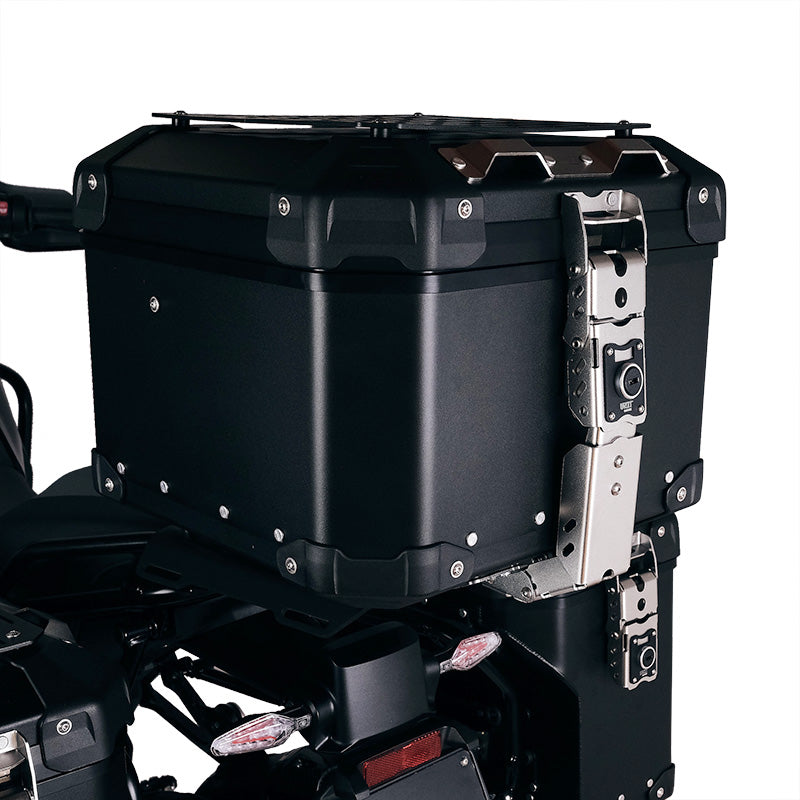 BMW R nineT 1200 Urban G/S (niedriger Auspuff) [2017-2023] - Atlas 44L Universal-Aluminium-Topcase + Atlas Top Case Platte für Gepäckablage