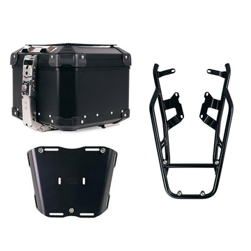BMW R nineT 1200 Urban G/S (low exhaust) [2017-2023] - Atlas 44L universal aluminum top case + NineT luggage rack with pillion handles for attaching the top case plate