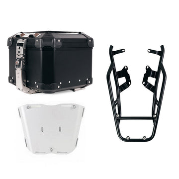 BMW R nineT 1200 Urban G/S (low exhaust) [2017-2023] - Atlas 44L universal aluminum top case + NineT luggage rack with pillion handles for attaching the top case plate