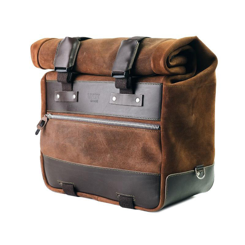 BMW R nineT 1200 Racer [2017-2020] - Kult-Seitentasche aus Spaltleder 40L - 50L + Aluminiumplatte (Schalldämpferseite)
