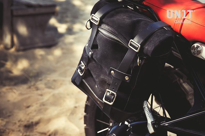 BMW R nineT 1200 Urban G/S (niedriger Auspuff) [2017-2023] - 22L-30L Scram Satteltasche aus Spaltleder + Rahmen der NineT Serie