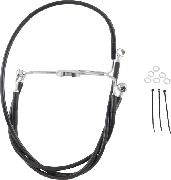 Harley Davidson Flhr [DRAG SPECIALTIES] - Black Vinyl Extended Brake Line Kit
