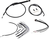 Harley Davidson FX [BURLY BRAND] - Complete Black Vinyl Handlebar Cable/Line Set for Ape Hanger