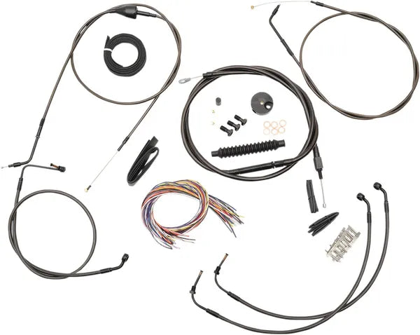 Harley Davidson Flhri [LA CHOPPERS] - Complete Midnight Braided Handlebar Cable/Brake Line Kit