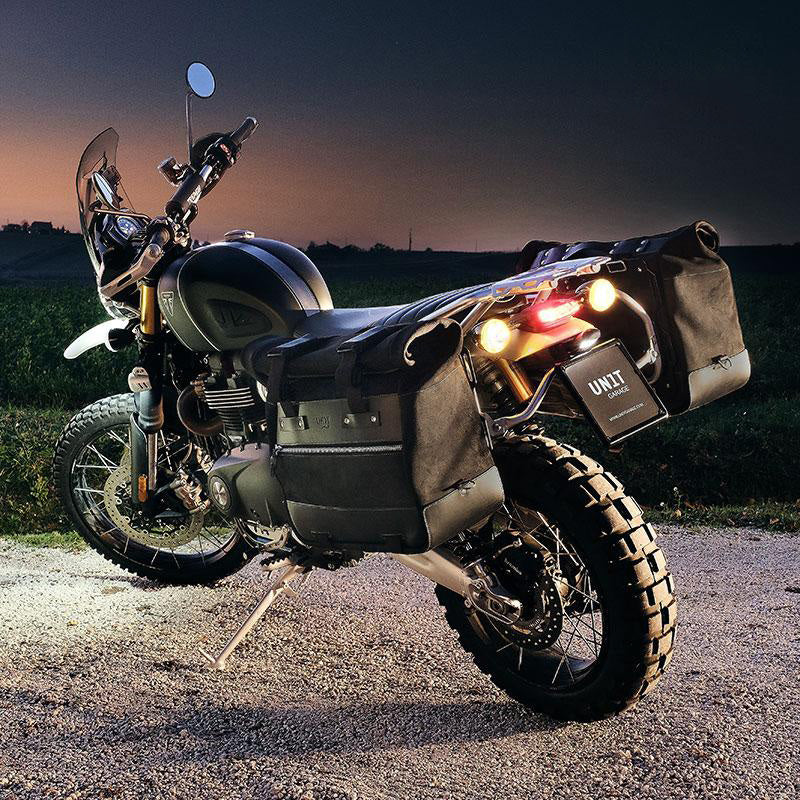 BMW R nineT 1200 Scrambler [2016-2023] - Paar Cult-Seitentaschen aus Spaltleder 40L - 50L + Aluminiumplatte