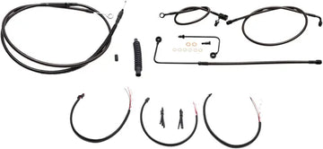 Harley Davidson FLS [LA CHOPPERS] - Complete Midnight Braided Handlebar Cable/Brake Line Kit