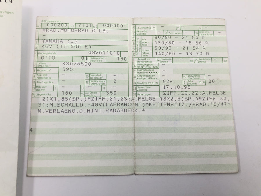 Yamaha TT 600 E 4GV [1995] - Frame main frame with papers