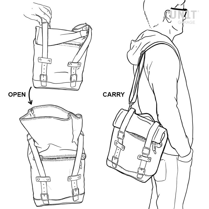 BMW R nineT 1200 Pure [2017-2023] - Zwei Seitentaschen aus Leder + Symmetrischer Doppelrahmen