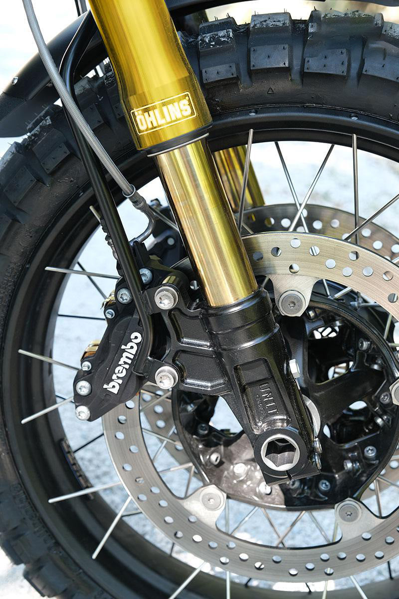 BMW R nineT 1200 Urban G/S (hoher Auspuff) [2017-2023] - Öhlins USD-Gabelsatz + Einheit Garagenplatten und -füße (Standardhöhe)