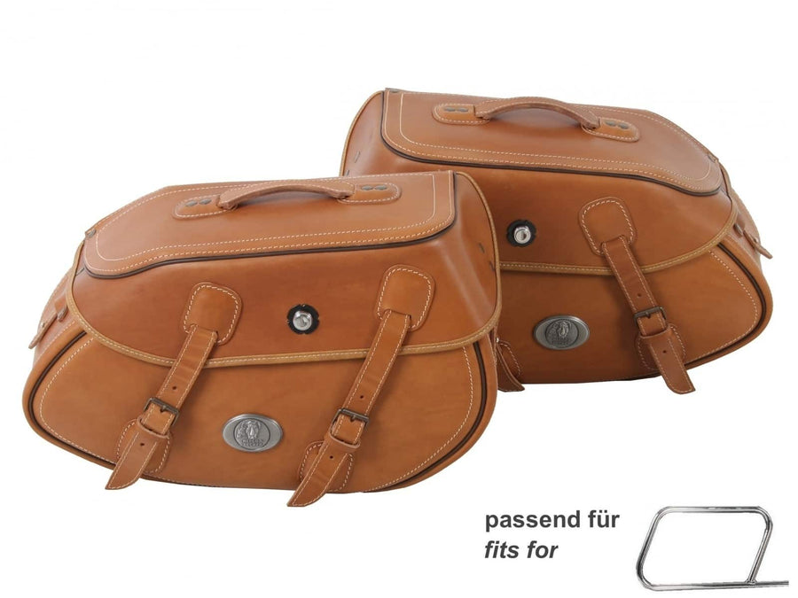 Motorcycle bag [Hepco & Becker] - Leather Buffalo sand brown left - tube pannier holder