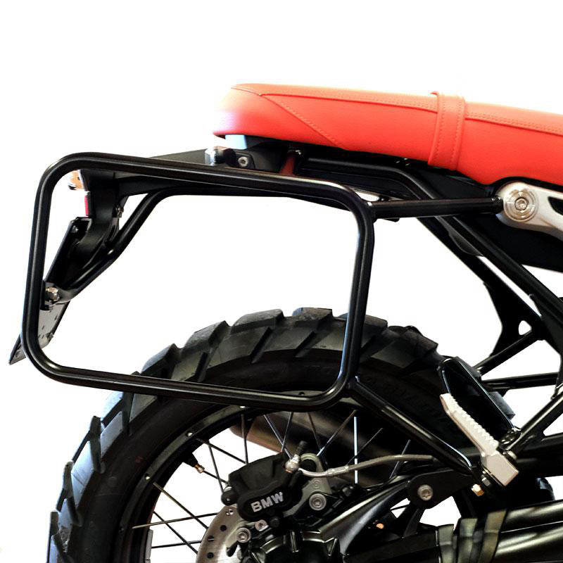 BMW R nineT 1200 Pure [2017-2023] - Kultige Seitentasche aus Spaltleder 40L - 50L + Aluminiumplatte + rechter Rahmen für Atlas Aluminiumtasche